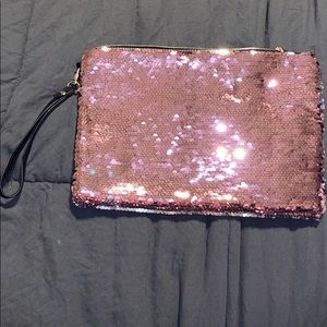 pink sequin bag, changes to silver.